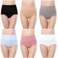 thumbnail image 1 of Plebaso Womens High Waisted Cotton Underwear Full Coverage Ladies Panties Multipack Regular and Plus Size, 1 of 3