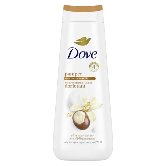 Dove Body Wash for 24H Lotion-Soft Skin Shea Butter + Vanilla Pamper, 591 ml