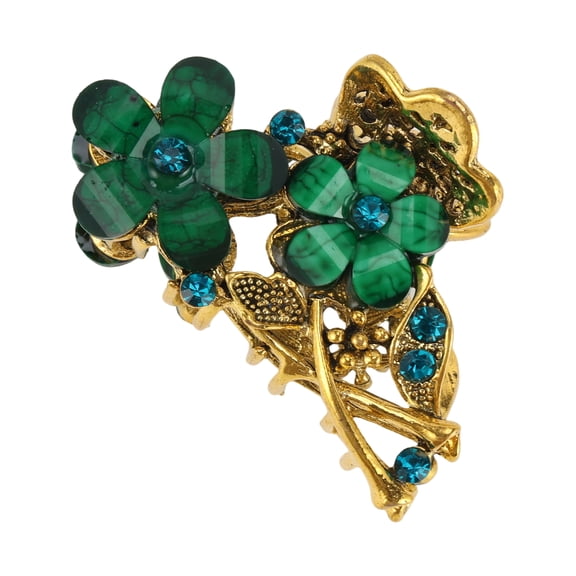 Unique Bargains 1 Pce Pince à Griffes Double Fleur Vert
