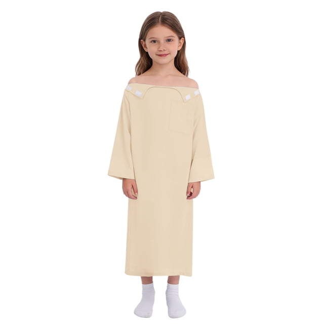 Moggemol Robe Post-Opératoire pour Enfant, Vêtements Adaptatifs, Robe d'Hôpital Douce et Confortable pour Patient, Kaki 8