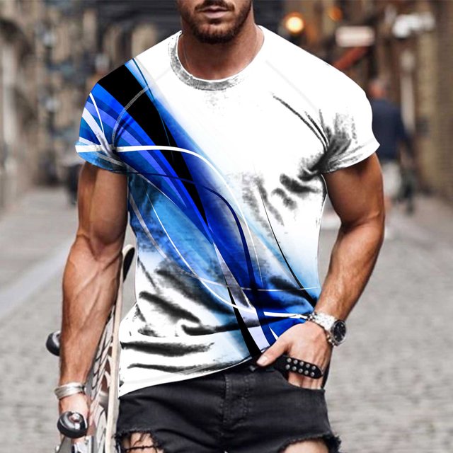 EGNMCR T-Shirts pour Hommes, Col Rond Décontracté, Impression Numérique 3D, Pull de Sport, Manches Courtes, Blouse, Cadeaux pour Hommes