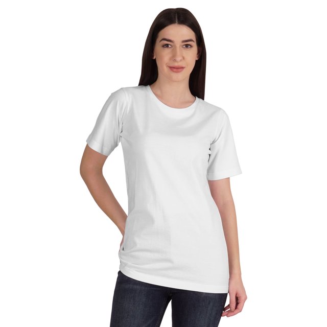 Inkmeso T-Shirt Basique à Col Rond pour Femmes, Manches Courtes, Coupe Régulière, Long Tee, Haut d'Entraînement