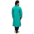thumbnail image 4 of Atasi Ensemble Kurta Pyjama Vert de Fête pour Homme, Chemise Dupion Longue - Petit, 4 of 6