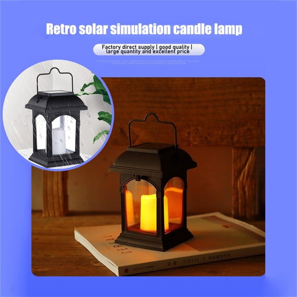 Vaidha Black Solar Lanterns With LED Candle And Deceptively Real-looking Flacker Effect From Festive Lights