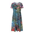 thumbnail image 4 of QIPOPIQ Robes pour Femmes pour Invitées de Mariage Fête Manches Courtes Imprimé Col en V Mi-Été Robe Longueur Cuisse Robes Robe Tendance Offres 2023, 4 of 6