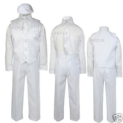 Ensemble 5 Pcs Blanc Garçon Bébé Nourrisson Tout-Petit Église Baptême Christening Gilet Tenue