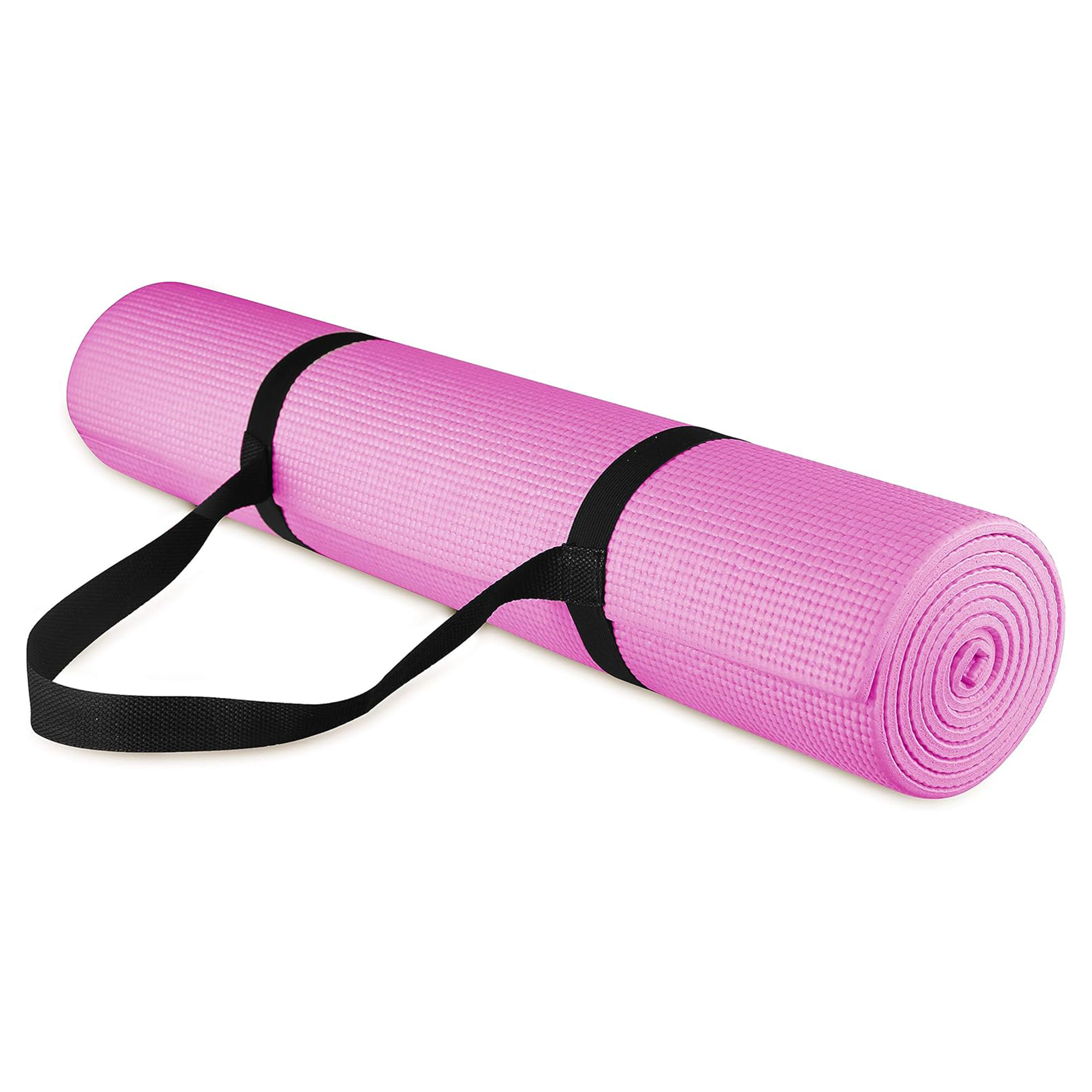 Fitvids 1/4-Inch High Density Thick Non Slip Workout Yoga Mat with Carry Strap, Pink