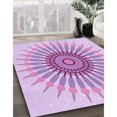 thumbnail image 3 of Ahgly Company Tapis de Zone Rond Transitionnel Violet pour Intérieur Lavable à la Machine, 3 Pieds Rond, 3 of 7