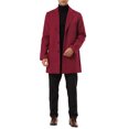 thumbnail image 2 of INSPIRE CHIC Men's Coat Notched Lapel Single Breasted Mid-Weight Long Sleeve Coat L Burgundy, 2 of 7