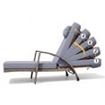 thumbnail image 3 of Set of 2 Outdoor Rattan Chaise Lounge Chairs, 5-Position Adjustable Recliners with Cushions & Wheels – All-Weather Patio Loungers for Backyard, Poolside – Peacock Blue / Red / Brown+Off-White, 3 of 8