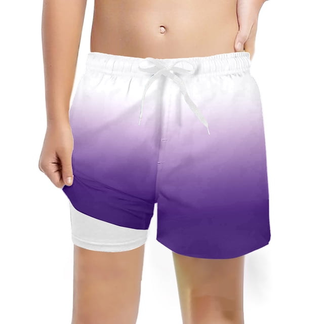 MIASHUI Pantalons Garçons Mode Décontractée Maillots de Bain Doublure de Compression Shorts Extensibles pour Jeu Actif et Natation