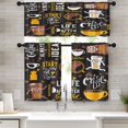 thumbnail image 1 of Yellow Kitchen Curtains Coffee Window Curtains and Valances Set 36 Inch, Brown Black Cute Short Tier Curtain for Kitchen, White Cartoon Cute Doodle Small Kitchen Decor, 1 of 5