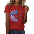 thumbnail image 1 of WEIYLL T-Shirts pour Femmes Imprimé Lettre Manches Courtes Col Rond Rouges Tailles m, 1 of 4
