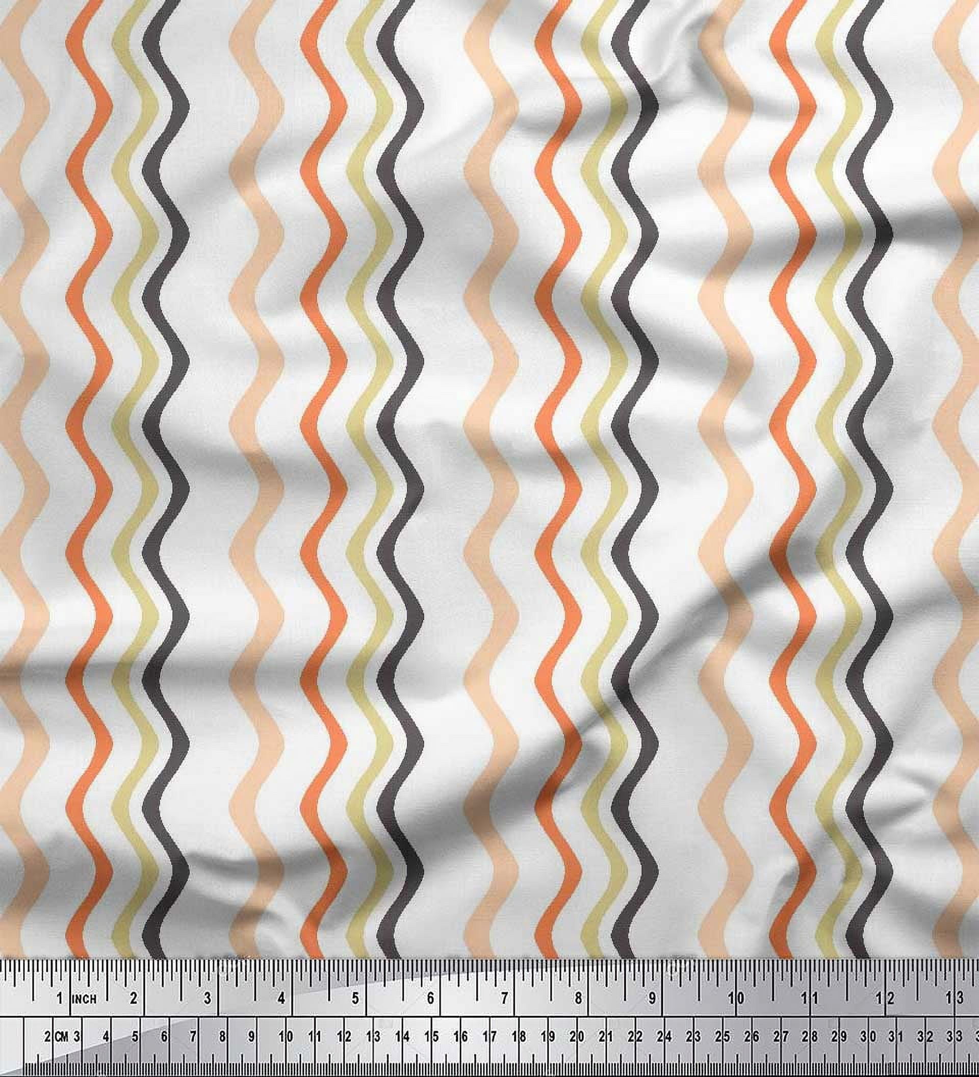 Soimoi Velvet Fabric Waves Artistic Printed Fabric 1 Yard 58 Inch Wide