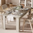 thumbnail image 2 of Dining Table for 4-6, 63" Wood Farmhouse Large Kitchen Table with Strong 4 Triangle Legs, Rectangular Dining Room Dinner Table with Sturdy Extra Support for Kitchen, Apartment, Retro Gray, 2 of 7