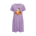 thumbnail image 2 of Sakmal Robe de Nuit Moo Moo Violette pour Femmes Courte Grande Taille Halloween Douce Robe de Nuit à Manches Courtes Imprimé Citrouille Robes de Nuit pour Femmes, 2 of 5