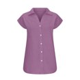 thumbnail image 4 of QIPOPIQ Womens Casual Short Sleeve Button Down Shirts V Neck Collared Shirt Tops Blouses with Pockets Clearance, 4 of 6