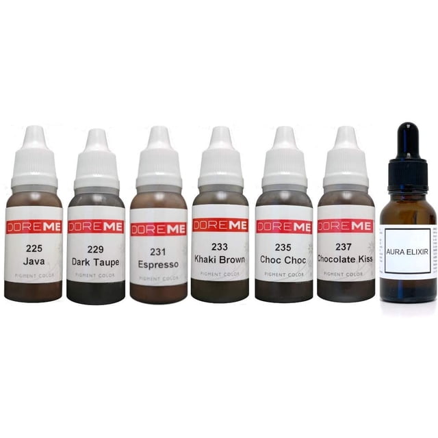 Doreme Permanent Makeup Bodacious Brunettes Pigment Set Kit Ink Color Cosmetic Micropigmentation Microblading Aura Elixir Sets