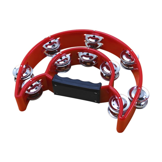 Amdohai Double Row Handheld Tambourine Metal Jingles Hand Held Plastic