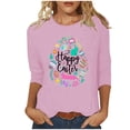 thumbnail image 1 of RKSTN Hauts Grande Taille pour Femmes Oeufs de Pâques Lapin Mignon Imprimé Coupe Ample Hauts Col Rond Manches 3/4 Printemps Été Blouse Douce Hauts, 1 of 4