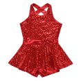 thumbnail image 3 of Miaeowve Justaucorps à Paillettes Brillantes pour Filles, Jupe Croisée dans le Dos, Robe de Danse Ballet pour Danse Jazz Moderne, Rouge 10, 3 of 7