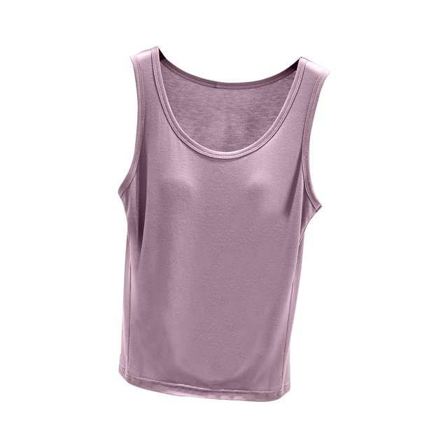 Débardeur pour Femme avec Soutien-Gorge Intégré, Camisoles Sans Manches pour Femmes Couleur Unie Col Rond Camisole Décontractée, Haut de Détente Doux pour Dormir pour l'Été