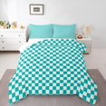 thumbnail image 2 of Erosebridal Checkered Gingham Bedding Sets Twin with Comforter, Rectangle Geometry Duvet Insert, Teens, 2pcs, 2 of 8