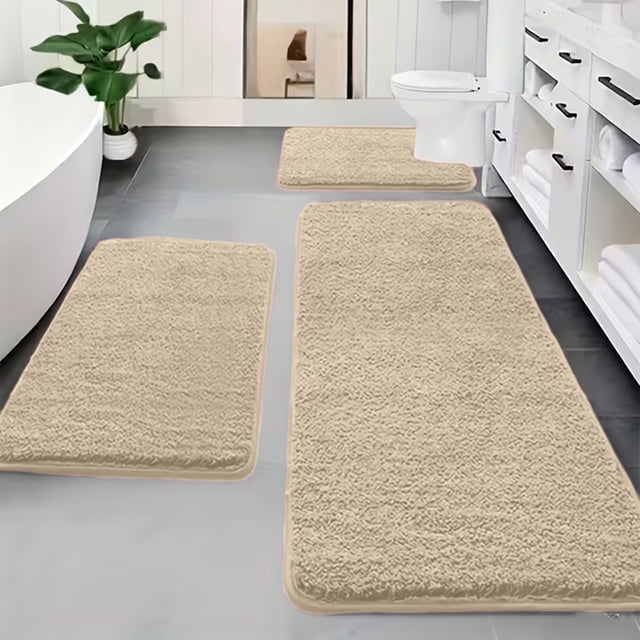 3-Piece Memorys Foam Bathroom Rug Set Soft Non Slide Bath Mat Absorbent Bath Rug Perfects For Bathroom Laundry Room Mat Bathroom Mat Bathroom Accessories