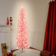 thumbnail image 2 of 6.5 FT prelit pink flocked pine slim tree, 200 warm white led lights, 600 tips, 2 of 2