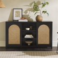thumbnail image 2 of Pemberly Row Modern Arched Rattan 2-Door Wood Sideboard 58" - Black, 2 of 15