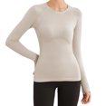 thumbnail image 3 of fheaev Chandails à Manches Longues pour Femmes Col Rond Chandail du Bas Ajusté Décontracté Extensible Ajusté sous-Blouses Entraînement Haut de Sport Pilates Vêtements de Mise en Forme Couche de Base Hauts, 3 of 3