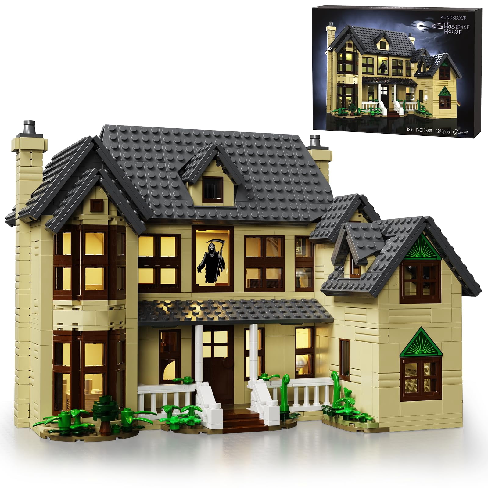 Horror House Building Block Set, Scary Movie Haunted House Model Compatible with Lego Horror House Building Toy, Halloween Decoration Gift for Man, W