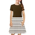 thumbnail image 2 of Liquidation Aujourd'hui Iumwxz Robe Décontractée Trapèze Robe Tunique pour Adolescentes Robe Col Ras du Cou Imprimé à Rayures Manches Courtes Robes pour Enfants Robe Ravissante pour Costume 4-14a, 2 of 7