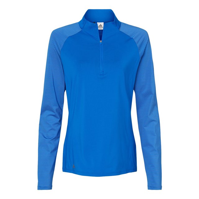 Adidas Chandail à Demi-Glissière à Rayures pour Femmes, G, Bleu Gloire