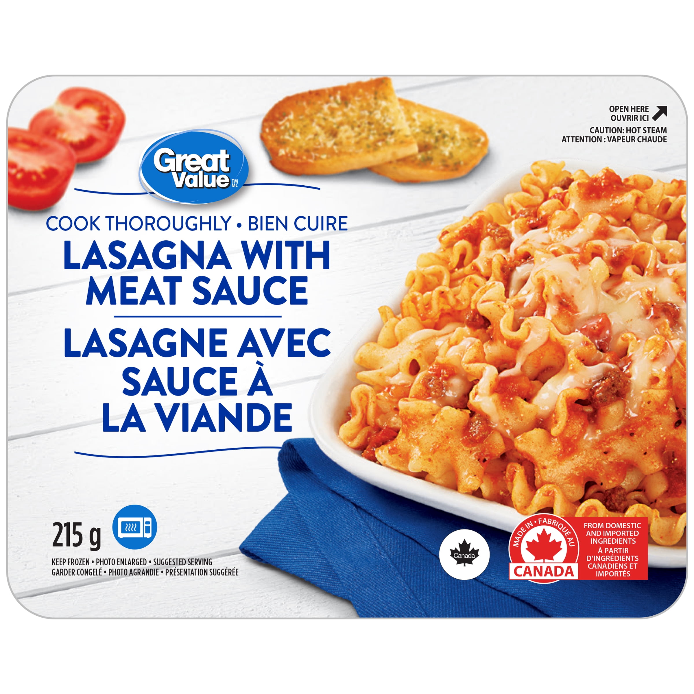 Great Value Lasagna with Meat Sauce, 215 g