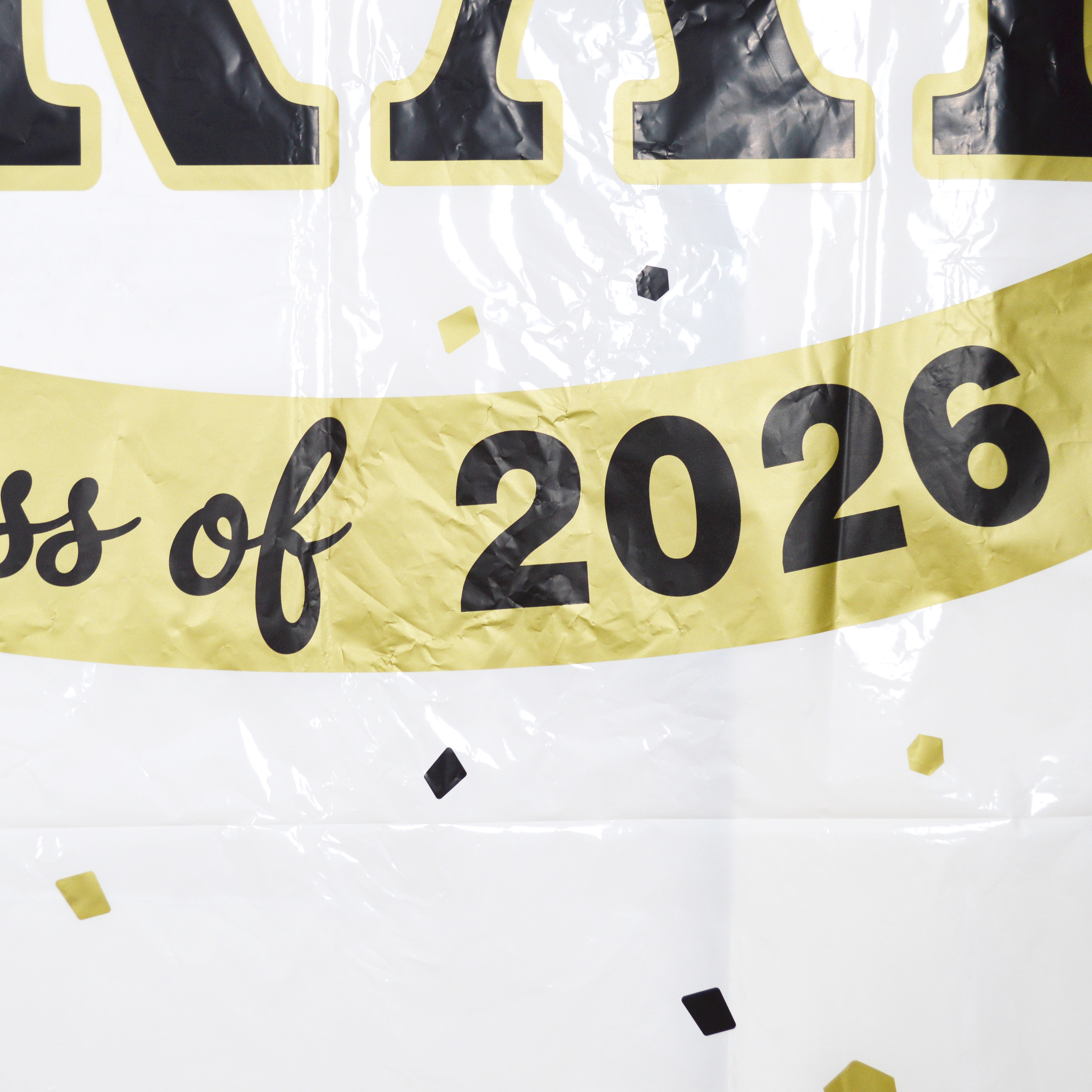 Fond de scène en plastique noir, blanc et jaune pour remise de diplômes (1 unité), 112 cm x 183 cm, adulte, décoration, célébration