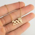 thumbnail image 4 of Pendentif Chiffre Collier Année Couronne Acier Inoxydable Chaîne Exquise Collier Femme Cadeau d'Anniversaire, 4 of 8