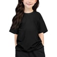 thumbnail image 3 of PMVFHDE Hauts de Mode pour Filles Hauts pour Fille Hauts pour Filles Hauts d'Été de Mode pour Fille T-Shirts Tendance pour Filles T-Shirt Imprimé à Col Rond à Manches Courtes pour Garçons et Filles Noir, 10-11 Ans, 3 of 4