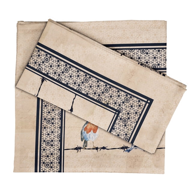 Vargottam Collection de Luxe Linge de Table Décor Serviette en Coton Tissu Imprimé Serviettes Réutilisables Ensemble de 12, 20 Pouces X 20 Pouces - Oiseau