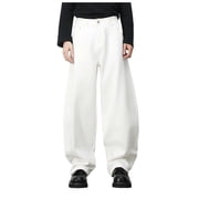 Ketyyh-chn99 Jeans Men's Baggy Relaxed Fit Men's Retro Washed Jeans Loose Straight Wide Leg Trousers Size for L,White