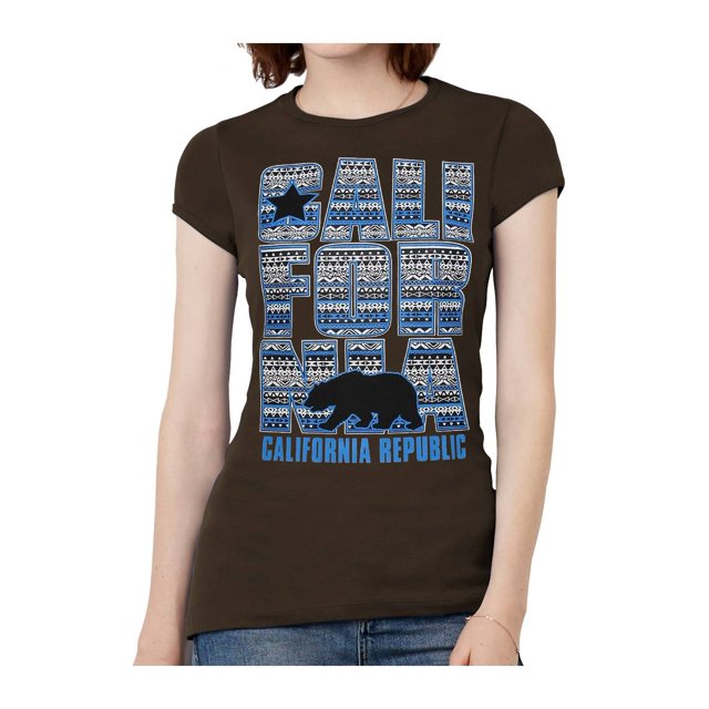 T-Shirt Tribal Bleu California pour Femmes - Marron - 2X-Large