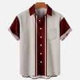 thumbnail image 2 of XZNGL Chemise à Manches Courtes Boutonnée pour Hommes, Col Rabattu à Imprimé Patchwork, Mélange Polyester Spandex, avec Poches avant, Coupe Décontractée, Tenue d'Été pour l'Extérieur, 2 of 6