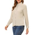 thumbnail image 4 of INSPIRE CHIC Women's Printed Long Sleeve Piped Button Down Shirts S Khaki, 4 of 6