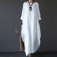 thumbnail image 1 of TIMIFIS Robe en Coton et Lin pour Femme Décontractée Ample Robe d'Été Longue Robe à Manches Courtes Robes Maxi Été Grande Taille Robe de Plage Été, 1 of 5