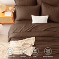 thumbnail image 2 of CozyLux Queen Comforter Set Brown Seersucker 7 Pieces Bed in a Bag Queen Comforter Set with Sheets Luxury Soft Bedding Set with Down Alternative Comforter Sheets Pillowcases & Shams for All Seasons, 2 of 5
