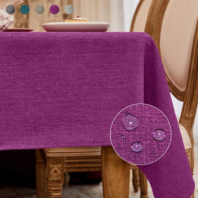BALCONY & FALCON Rectangle Tablecloth Heavy Water Proof Table Cloth Decorative Linen Tablecloths for Dining Parties Kitchen Use (Purple, 47x47)