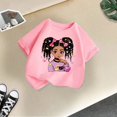 thumbnail image 4 of GDREDA Vêtements Fille Enfant Filles Mignon Mode Imprimé Col Rond Manches Courtes Tee Été Confortable Décontracté Ample T-Shirt Hauts Fille Hauts Rose,4-6 Ans, 4 of 4