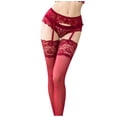 thumbnail image 2 of Porte-jarretelles Transparent en Dentelle Brodée pour Femmes avec Bas, 2 of 9