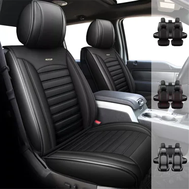 Customed Fit for 2009-2014 Ford F150 Car Seat Covers, Truck Front+Rear Full Set Cushion Protector PU Leather Black