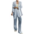 thumbnail image 1 of Timegard 2 Piece Suits Set for Women Button V Neck Open Front Jackets Business Office Wide Leg Pant Blazer Outfits, 1 of 6